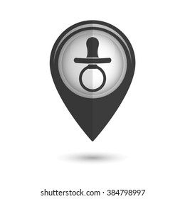Baby Pacifier - vector icon;  black map pointer