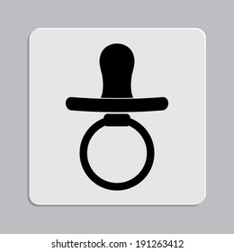 Baby Pacifier - vector icon on a grey flat button