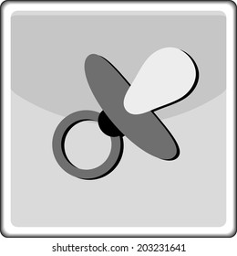 Baby Pacifier - vector icon on a grey flat button 