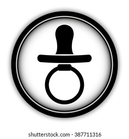 Baby Pacifier - vector icon; round  button with shadow