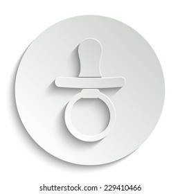 Baby Pacifier   - vector icon with shadow on a round button