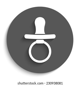 Baby Pacifier  - vector icon with shadow on a round grey button