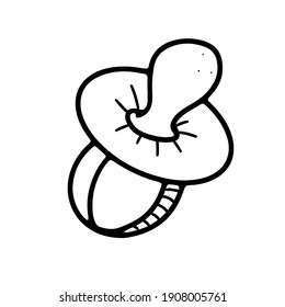 Baby pacifier vector illustration isolated on white background. Doodle style of baby pacifier icon.