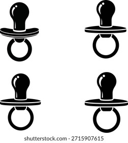 Conjunto de Ilustración vectorial de chupete de bebé con diseño simple, silueta de chupete recién nacido, accesorio de confort para bebés, Clipart de muñeco para niños pequeños, símbolo de cuidado infantil, artículos esenciales para bebés