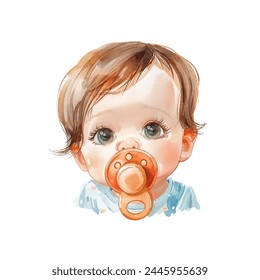 baby pacifier vector illustration in watercolor style