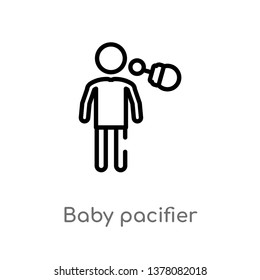 baby pacifier vector line icon. Simple element illustration. baby pacifier outline icon from people concept. Can be used for web and mobile