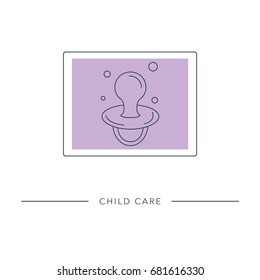 Baby pacifier - vector outline icon. Abstract symbol of maternity, child care, motherhood, childbearing.
