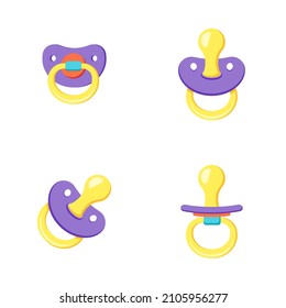Baby pacifier vector set isolated on white background