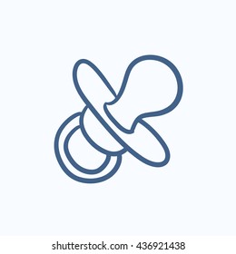 Baby pacifier vector sketch icon isolated on background. Hand drawn Baby pacifier icon. Baby pacifier sketch icon for infographic, website or app.