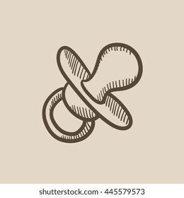 Baby pacifier vector sketch icon isolated on background. Hand drawn Baby pacifier icon. Baby pacifier sketch icon for infographic, website or app.