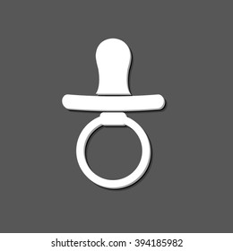 Baby Pacifier - white vector  icon with shadow