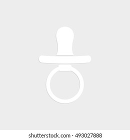 Baby Pacifier - white vector  icon with shadow