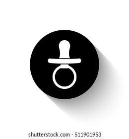Baby Pacifier - white vector  icon with shadow