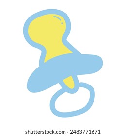 baby pacifier with yellow and light blue colors vector illustration.