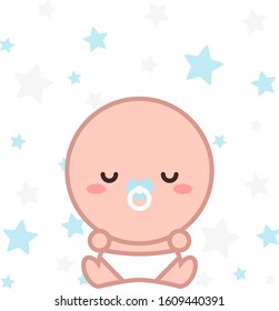 Baby with a pacifier,kawaii cute baby .Funny emoji faces. Simple cartoon vector illustration.White background.
