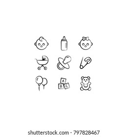Baby Pack Line Vector Icon