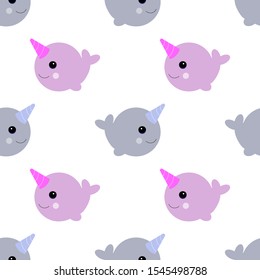 baby pair of narwhals seamless pattern