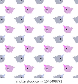 baby pair of narwhals seamless pattern