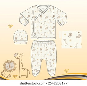 pijamas bebê roupas de bebê leão girafa