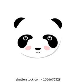 Baby panda bear. Vector illustration of cute animal face icon isolated on white background. Child and baby print design