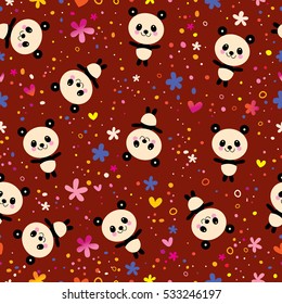 baby panda bears seamless pattern