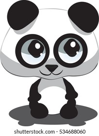 Baby Panda with Big Head - Vector Illustration
