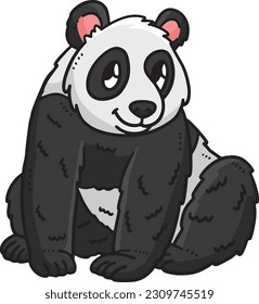 Baby Panda Cartoon Colored Clipart Illustration