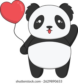 Baby Panda Character in Cute Cartoon Design. Isolated on White Background. Vector Illustration