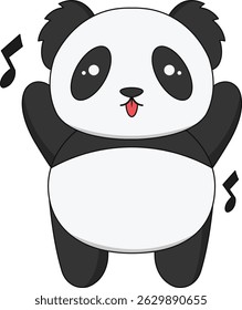 Baby Panda Character in Cute Cartoon Design. Isolated on White Background. Vector Illustration