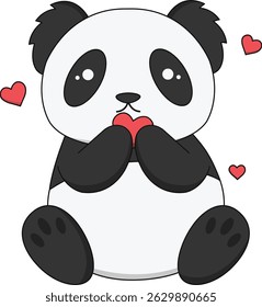 Baby Panda Character in Cute Cartoon Design. Isolated on White Background. Vector Illustration