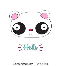 Baby panda. Children printing shirt. Vector illustration EPS10. Cute panda face.