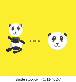 baby panda cute icon vector illustration, funny and unique logo icon