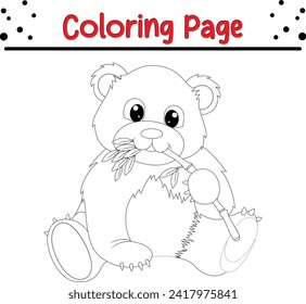 baby panda eating bamboo coloring page