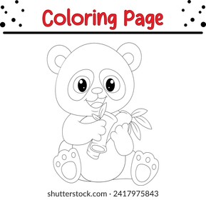 baby panda eating bamboo coloring page