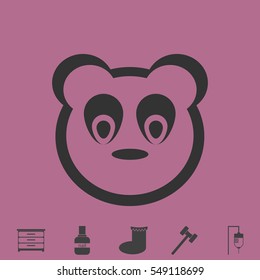 Baby panda face icon flat. Simple vector grey pictogram and bonus symbol
