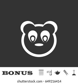 Baby panda face icon flat. White pictogram on black background. Vector illustration symbol and bonus icons
