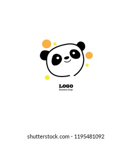 Baby panda face logo template. flat vector illustrations isolate on a white background