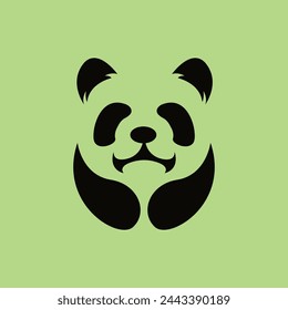 Baby panda face logo template. Baby panda face icon. Asian bear. Panda head isolated on white background