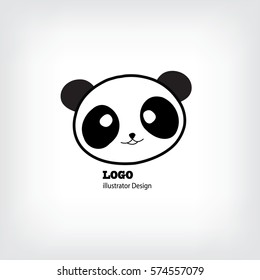 Baby panda face logo template. flat vector illustrations isolate on a white background