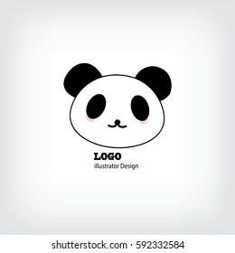 Baby panda face logo template. flat vector illustrations isolate on a white background