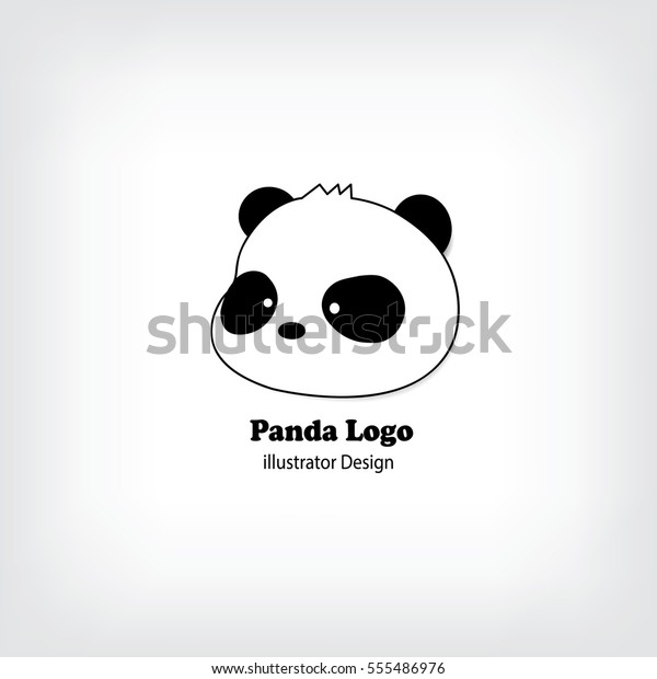 ベビーパンダの顔のロゴテンプレート 白い背景に平らなベクターイラスト のベクター画像素材 ロイヤリティフリー 555486976