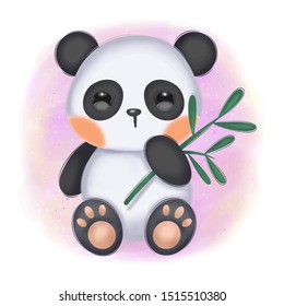 baby panda illustration for personal project, background, invitation, wallpaper and many more