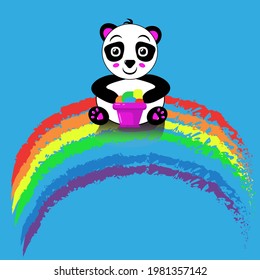 Baby panda on the rainbow