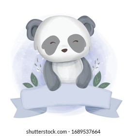 baby panda with a ribbon