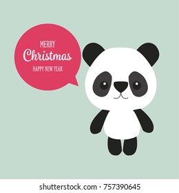 Baby panda says Merry Christmas and Happy New Year.
