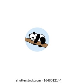 Baby panda sleeping cartoon icon, vector illustration