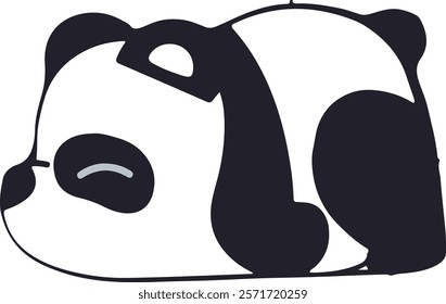 Baby panda sleeping on floor color black and white