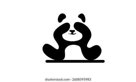 baby panda symbol, black isolated silhouette