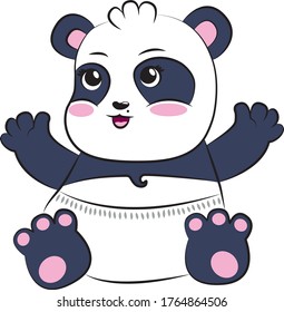 Baby Panda in vector for packages, websites and postcards. Cute Panda character will decorate Your design.