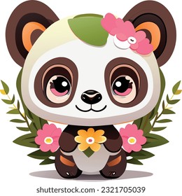 The baby panda would have a round and chubby body, with soft and fluffy fur in black and white colors. Its eyes would be large, innocent, and filled with curiosity.